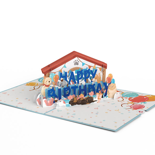 I Love Pop Happy Birthday Dogs Pop-Up Card