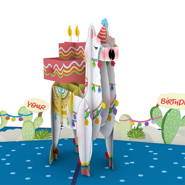 I Love Pop Happy Birthday Llama Pop-Up Card
