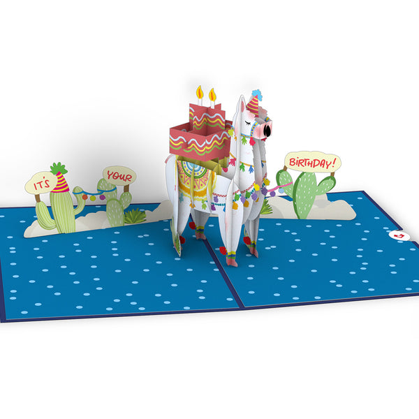 I Love Pop Happy Birthday Llama Pop-Up Card
