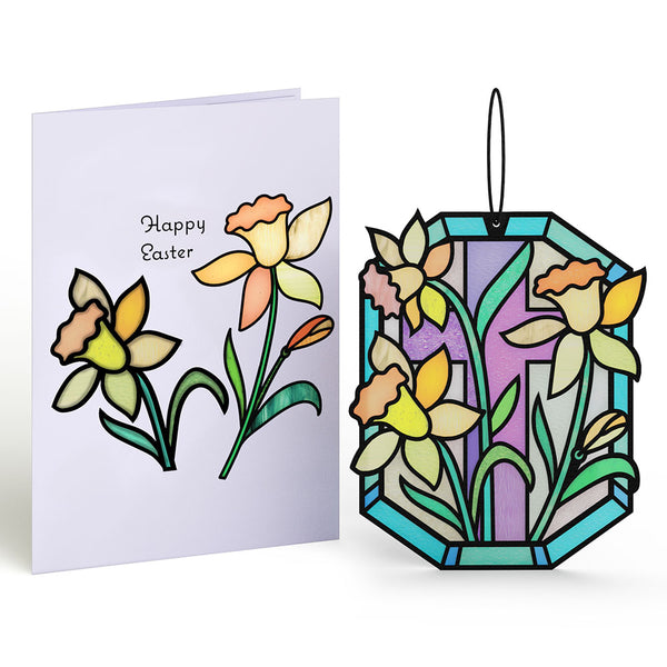 I Love Pop Happy Easter Daffodil Suncatcher Card