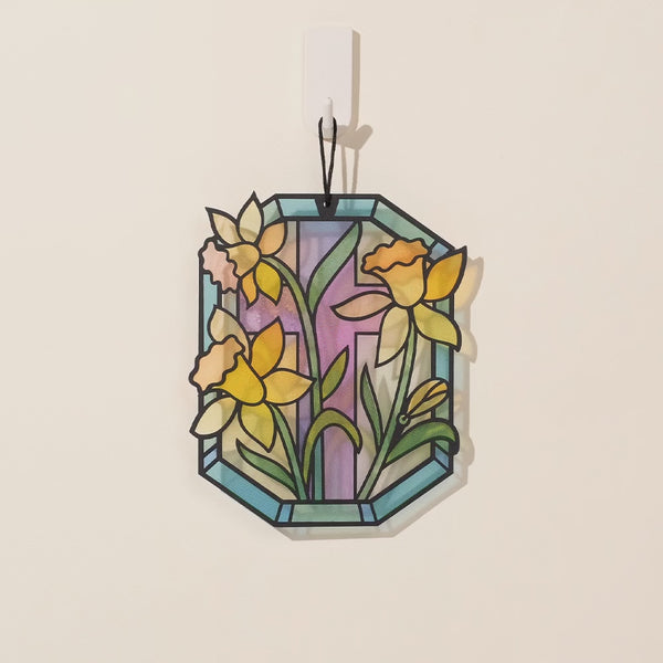 I Love Pop Happy Easter Daffodil Suncatcher Card