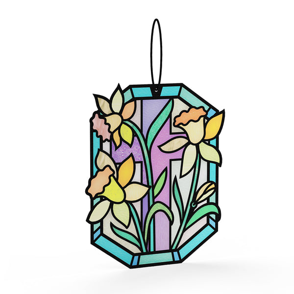 I Love Pop Happy Easter Daffodil Suncatcher Card