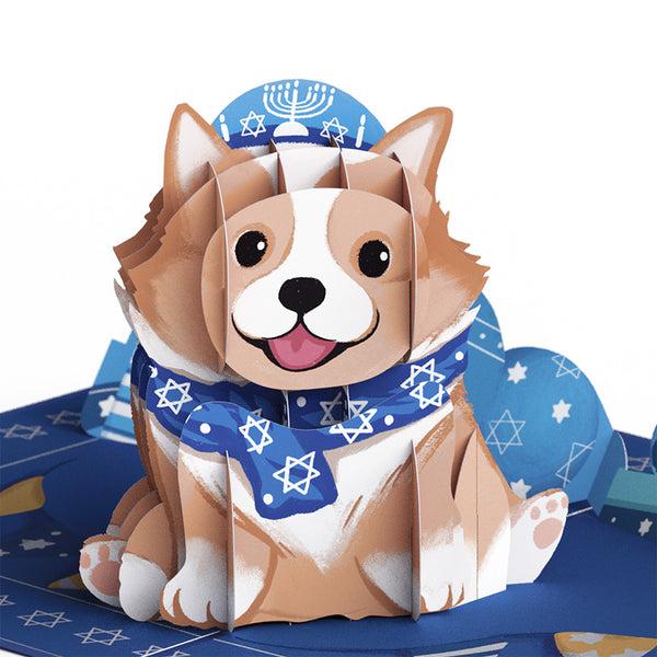 I Love Pop Happy Hanukkah Dog Pop-Up Card