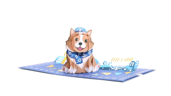 I Love Pop Happy Hanukkah Dog Pop-Up Card