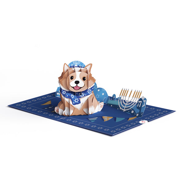 I Love Pop Happy Hanukkah Dog Pop-Up Card