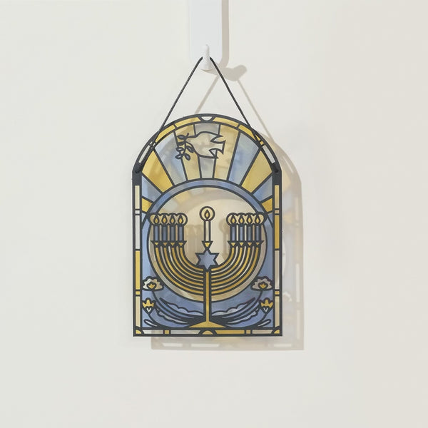 I Love Pop Happy Hanukkah Menorah Suncatcher Card