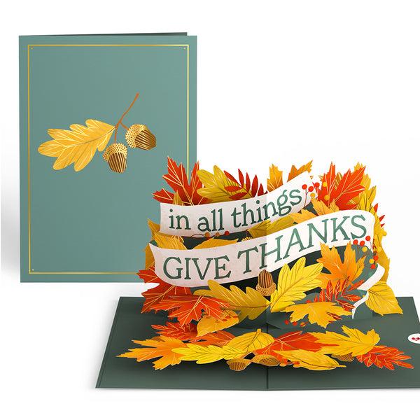 i love pop In All Things Give Thanks Pop-Up Card