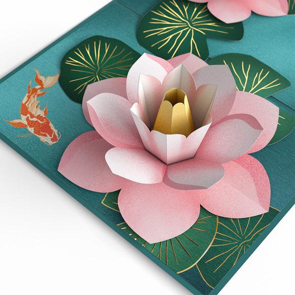 I Love Pop Koi Fish And Lotus Pond Pop-Up Card