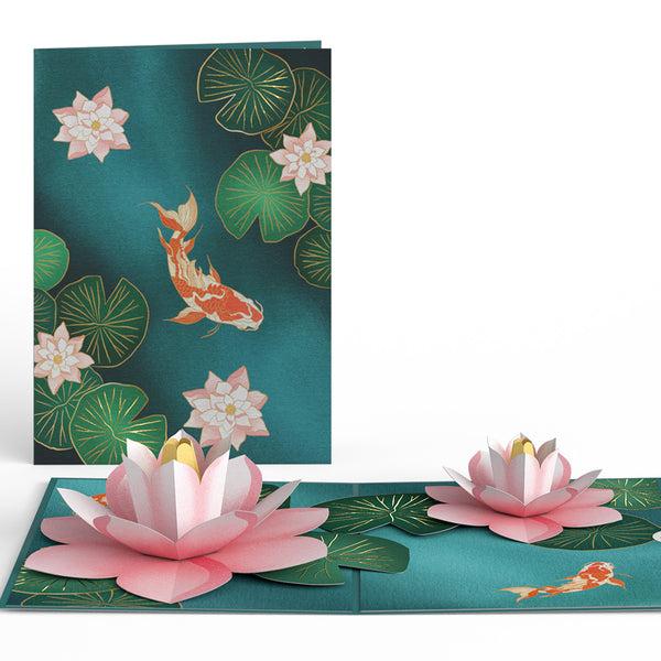 i love pop Koi Fish and Lotus Pond Pop-Up Card