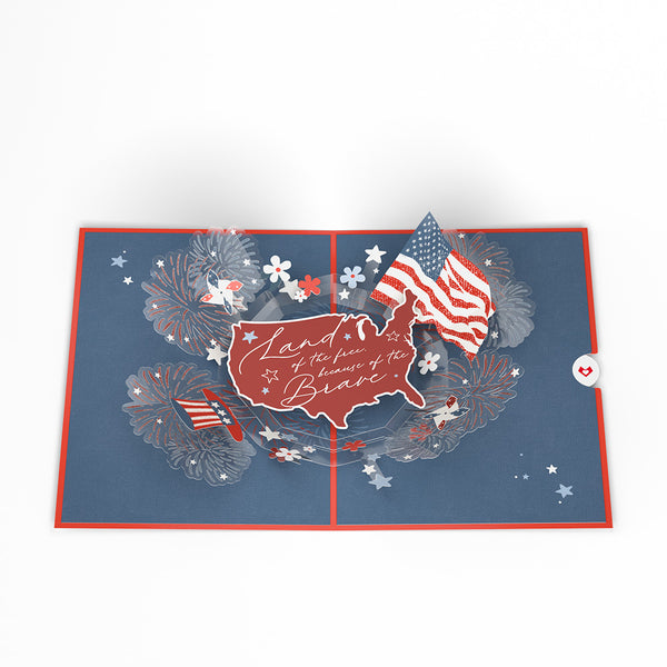 I Love Pop Land Of The Free Patriotic Pop-Up Card