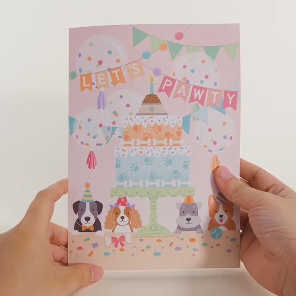 I Love Pop 'Let's Pawty' Birthday Dog Plushpop Card