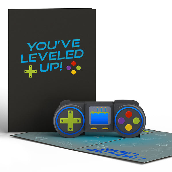i love pop Leveled Up Gamer Birthday Pop-Up Card