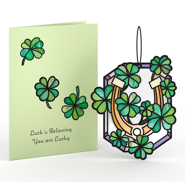I Love Pop Lucky Shamrock Suncatcher Card