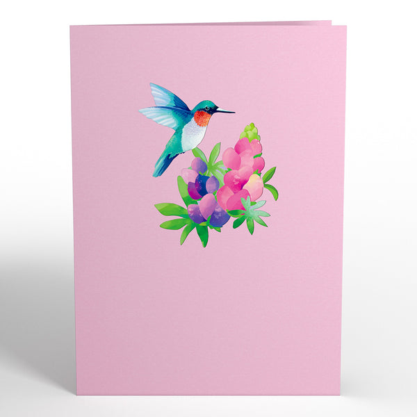 I Love Pop Lupine Hummingbird Pop-Up Card