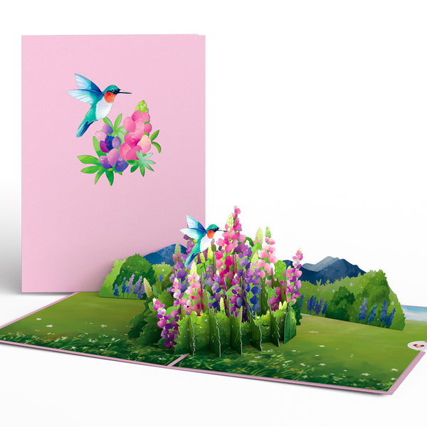 i love pop Lupine Hummingbird Pop-Up Card