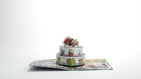 I Love Pop Marvel Comic Birthday Cake Pop-Up Card