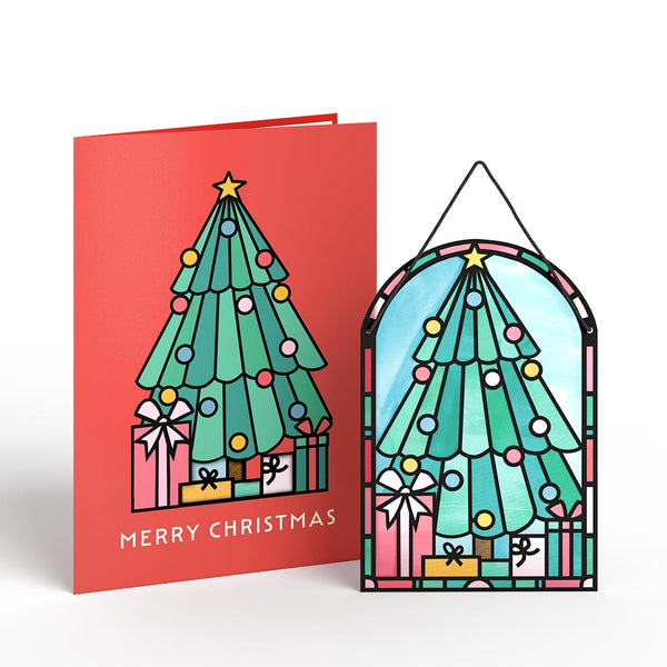 I Love Pop Merry Christmas Tree Suncatcher Card