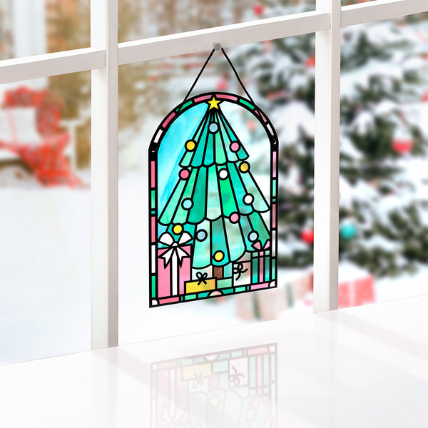 i love pop Merry Christmas Tree Suncatcher Card
