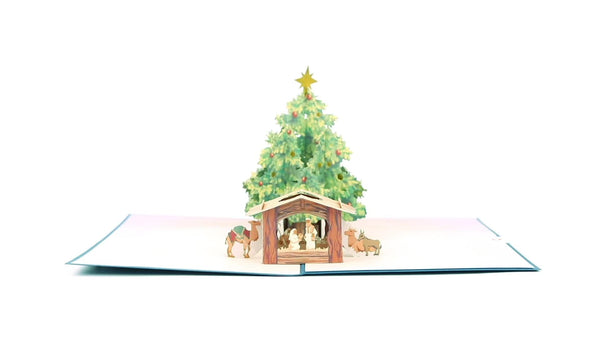 I Love Pop Nativity Christmas Tree Pop-Up Card