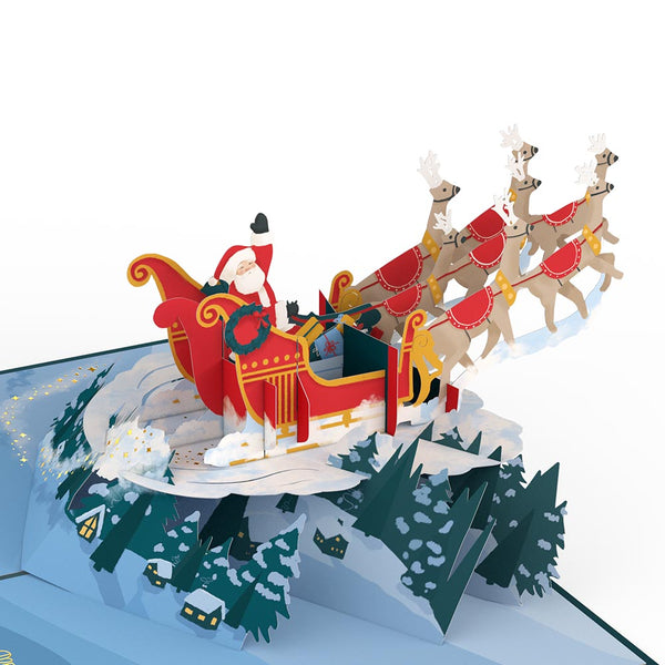 I Love Pop Night Sky Santa Sleigh Pop-Up Card