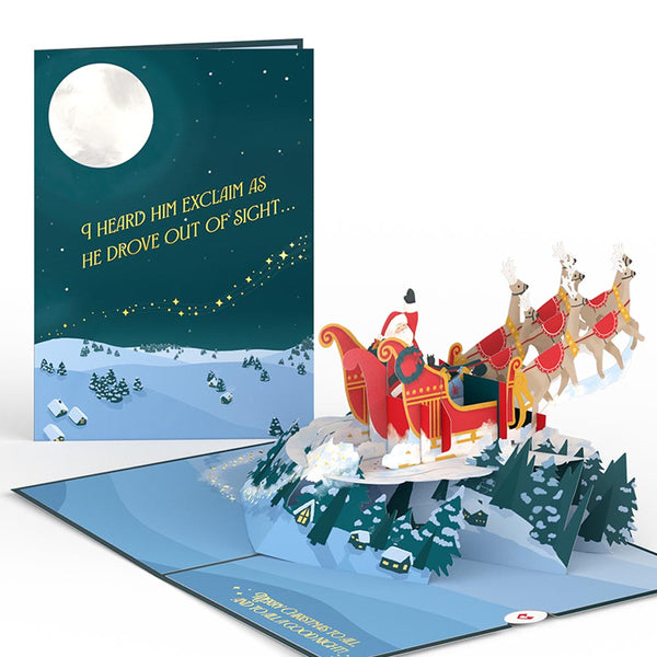i love pop Night Sky Santa Sleigh Pop-Up Card