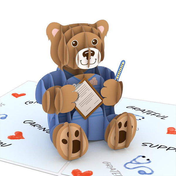 I Love Pop Nurse Bear Pop-Up Card