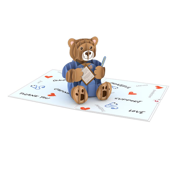 I Love Pop Nurse Bear Pop-Up Card