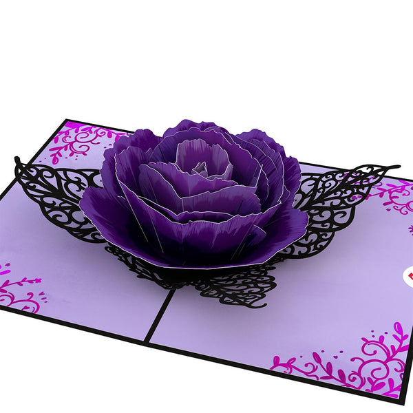 I Love Pop Ornate Purple Rose Bloom Pop-Up Card