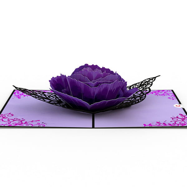 I Love Pop Ornate Purple Rose Bloom Pop-Up Card