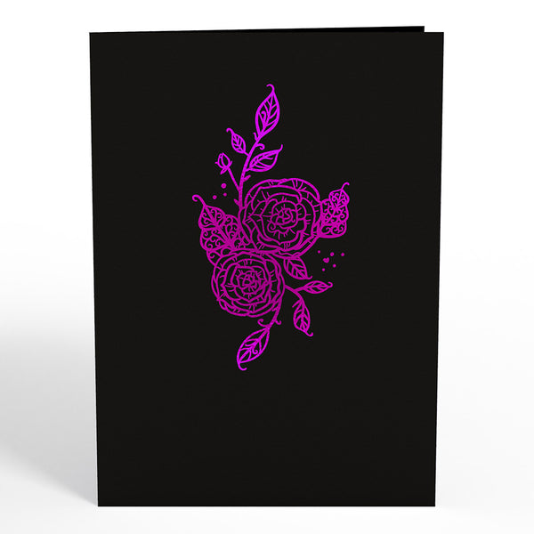 I Love Pop Ornate Purple Rose Bloom Pop-Up Card