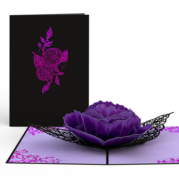 i love pop Ornate Purple Rose Bloom Pop-Up Card