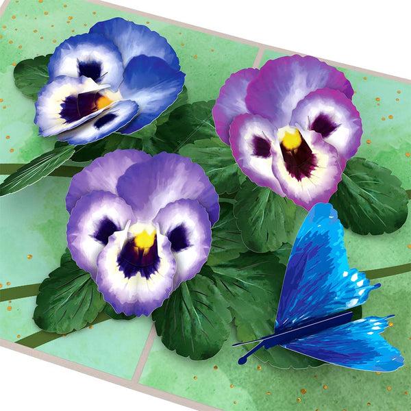 I Love Pop Pansies Pop-Up Card
