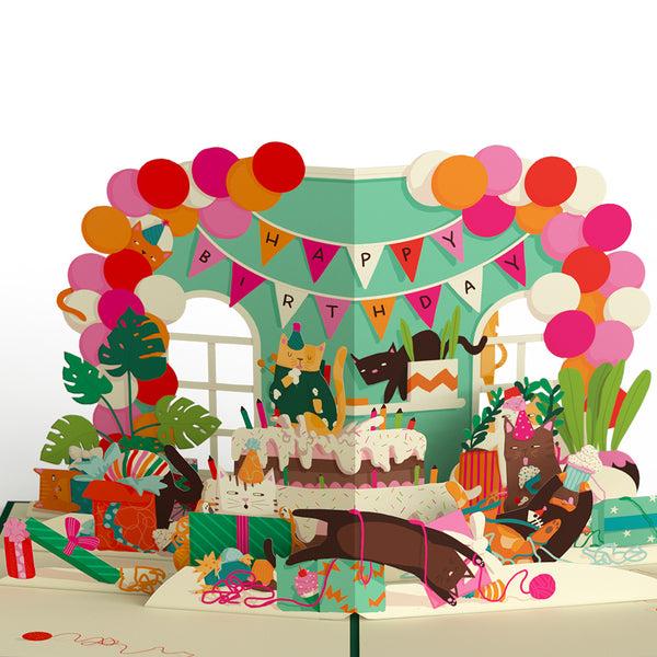 I Love Pop Party Cats Birthday Pop-Up Card