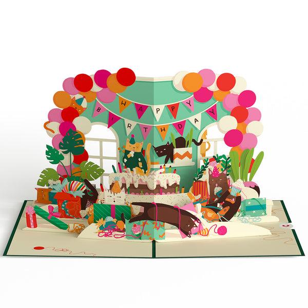I Love Pop Party Cats Birthday Pop-Up Card