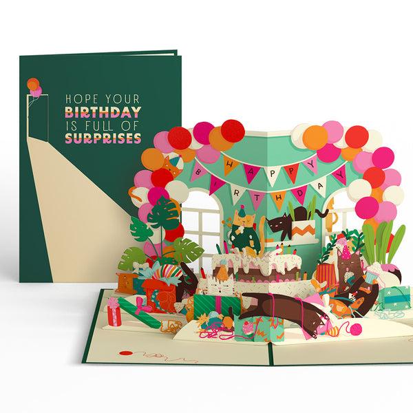 i love pop Party Cats Birthday Pop-Up Card