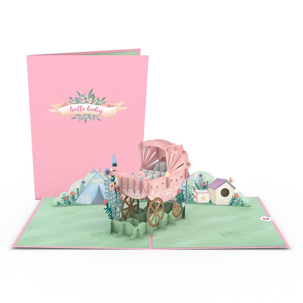 i love pop Pink Baby Carriage Pop-Up Card