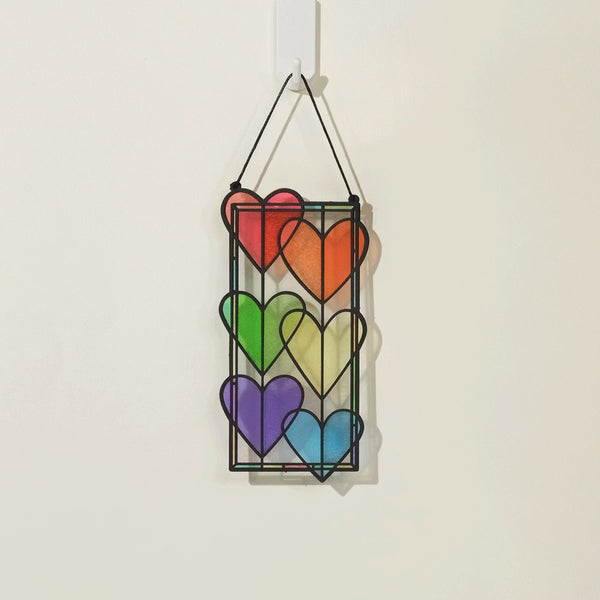 I Love Pop Rainbow Hearts Suncatcher Card