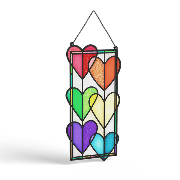 I Love Pop Rainbow Hearts Suncatcher Card