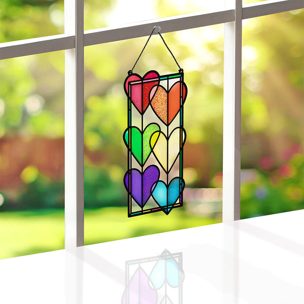 i love pop Rainbow Hearts Suncatcher Card