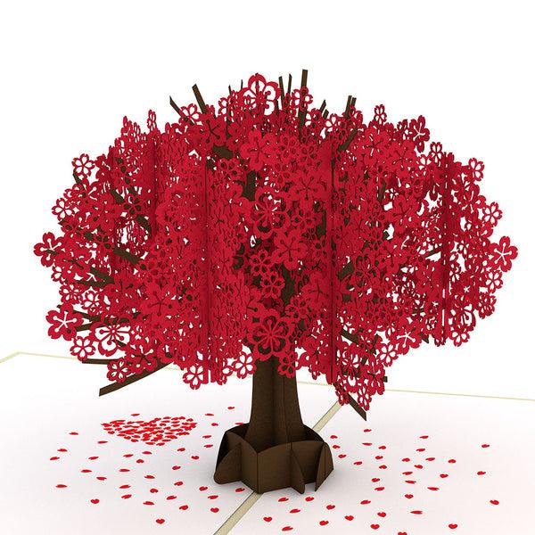 I Love Pop Red Sakura Tree Pop-Up Card