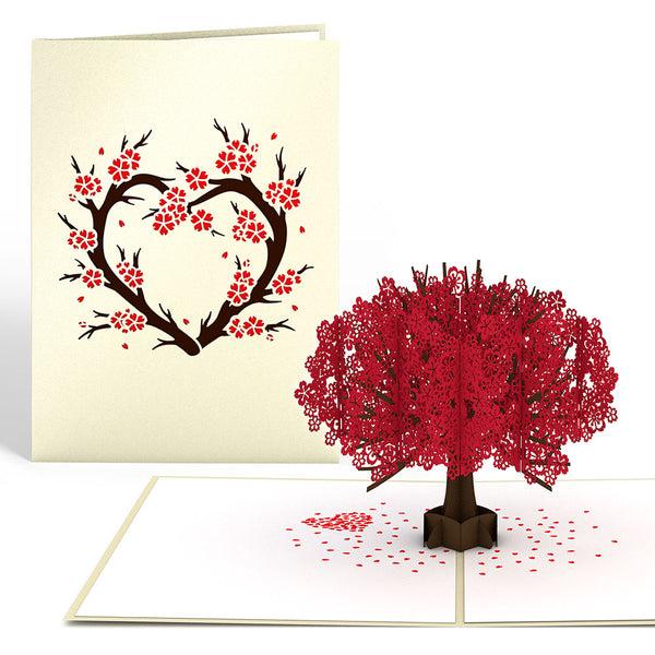 i love pop Red Sakura Tree Pop-Up Card