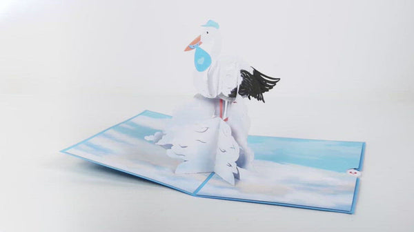 I Love Pop Stork Blue Pop-Up Card