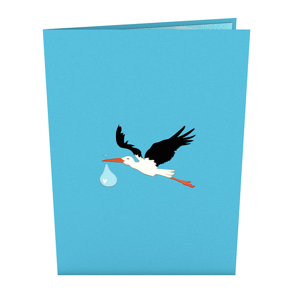 I Love Pop Stork Blue Pop-Up Card