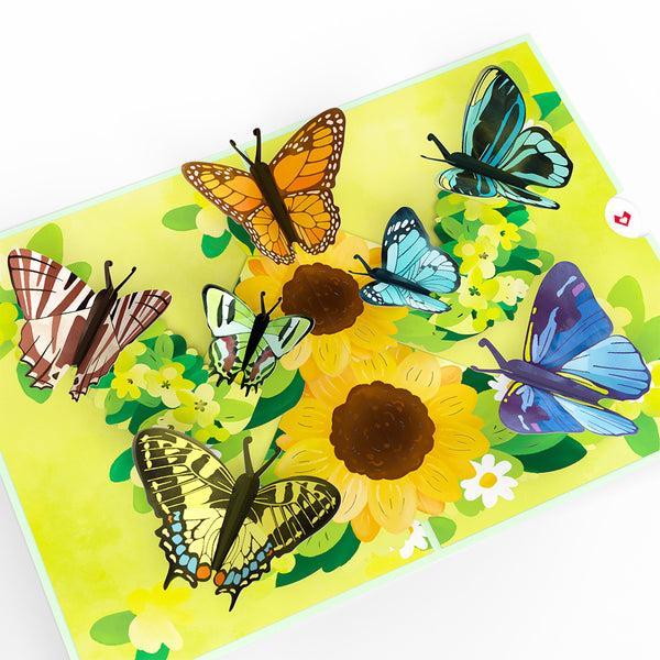 I Love Pop Sunflower Butterflies Pop-Up Card