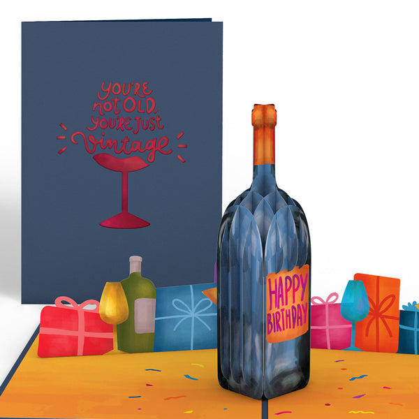 i love pop Vintage Wine Birthday Pop-Up Card