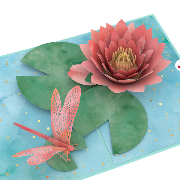 I Love Pop Water Lily Dragonfly Pop-Up Card