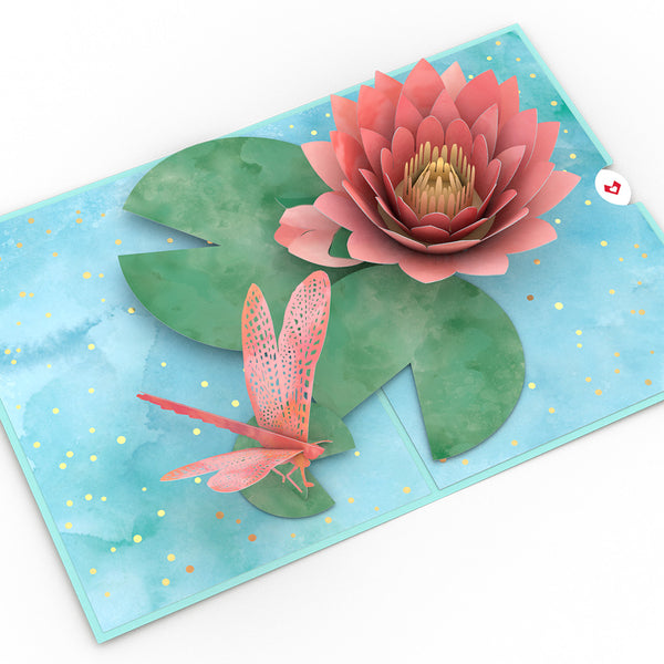I Love Pop Water Lily Dragonfly Pop-Up Card