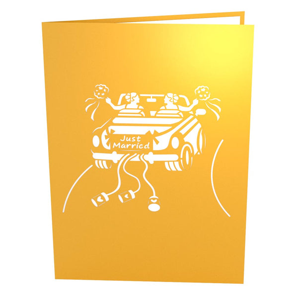 I Love Pop Wedding Car Brides Pop-Up Card