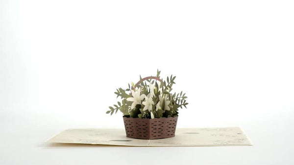 I Love Pop White Flower Basket Pop-Up Card