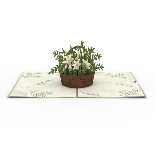I Love Pop White Flower Basket Pop-Up Card